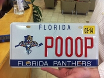 I was sent this from a friend who is a huge fan of the Florida Panthers He just got a new car and wanted to support the team by getting a Panthers license plate You cant pick what the specialty plates say they just all start with the letter P This is what
