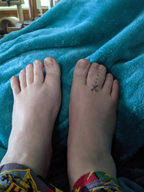 I was told this would fit well here Behold my webbed fused toe tattoo