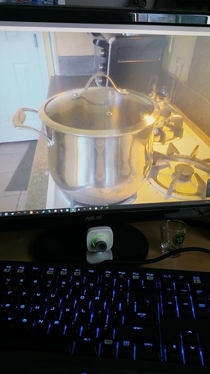 I was too lazy to keep getting up and check my pot if it was boiling so I just skyped it