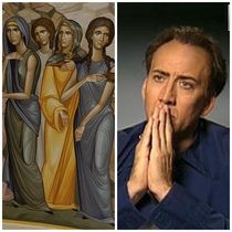 I went to a temple and all the paintings looked like Nicolas Cage