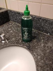 I went to wash my hands at a chinese food place and this was their soap bottle