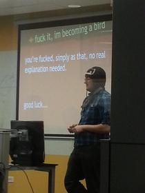 I wonder what his presentation is about