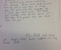 I work at a middle school in West Philly I intercepted this note today