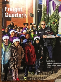 I work at fed ex and the print a little magazine called freight quarterly and the front cover is something to do with trees for troops but the kid in the middle is pretending to smoke a blunt and I just think its amazing my company didnt catch on and prin