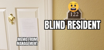 I work in an assisted living facility Management left a memo about the upcoming flu shot clinic on a residents door that is blind Have a good day