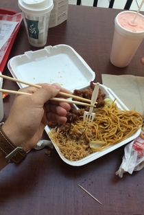 If you cant use chopsticks just use a fork