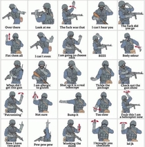 If you guys are interested in military hand signals this is an easy way to learn it