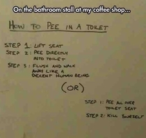 If you pee on the seat consider yourself a horrible person