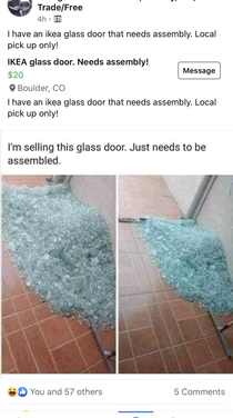 IKEA glass door Needs assembly