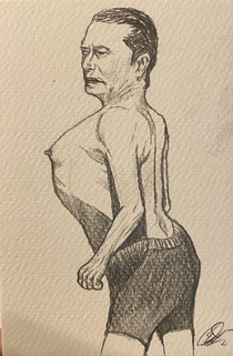 Im a little late but this is my drawing of Elon Musk in his bathing suit