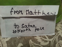Im a little scared to find out what my son wants from Satan for Christmas