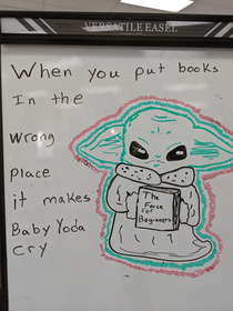 Im a middle school librarian and my students drew this before we closed for social distancing I miss those guys