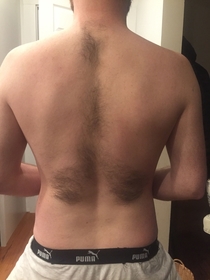 Im going away for my bachelor party this weekend so I asked my fianc to trim my back for the pool party