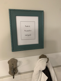 Im staying in an AirBnb and this is hanging in the bathroom