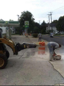 Imagine if the guy in the front loader isnt paying attention
