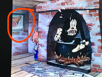 In the  little pigs there is a picture of a ham and it is write father underneath