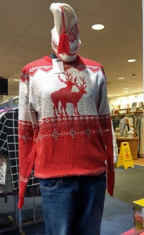 In the window of a local charity shop Im guessing nobody looked too closely at the reindeer