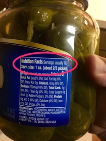 In what universe are people only eating  of a pickle before they call it a day