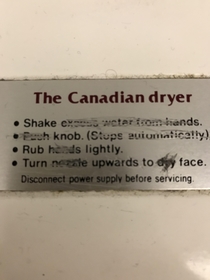 Instructions for a hand dryer at my university