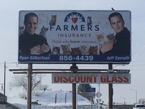 Insurance sign surprised me so much I had to turn around to snap a picture sorry for the quality