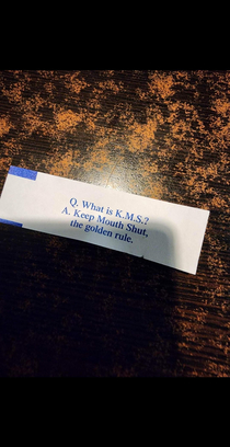 Interesting fortune cookie paper from a Tucson Az Chinese restaurant