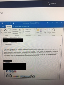 Internal email from CEO to SOs office
