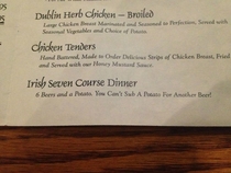 Irish Seven Course Dinner