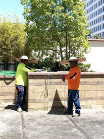 It was hot this past Tuesday so the guys got creative while working outside