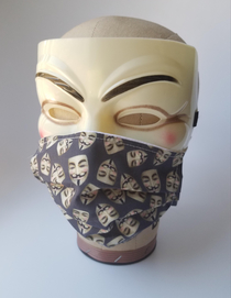 Its a Guy Fawkes mask mask on a Guy Fawkes mask