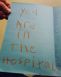 Its my dads birthday today and hes in the hospital my nephew made him this birthday card
