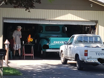 Its my neighbors first day of retirement He set up a nerf gun turret in his garage waiting for neighbors to walk by He looked so proud