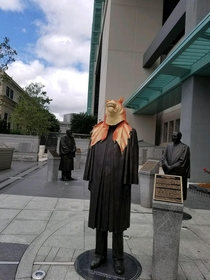 Jarjar mask on Chief Justice statue for Alabama courts