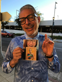 Jeff Goldblum found out that my friend keeps a framed photo of him on her desk They both seem very pleased