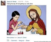 Jesus getting his nails done