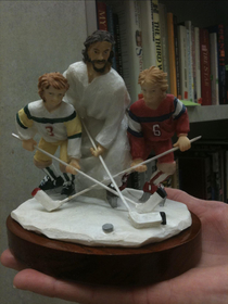 Jesus plays hockey