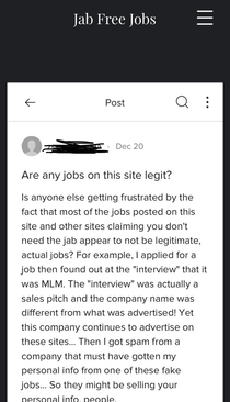 Job posting website for the unvaccinated is a scam predictably