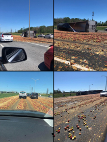 July   A truckload of apples crashes Creates JAM