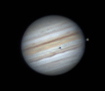 Jupiter Ganymede Io and Europa on this video A rare occasion came on a day of heavy cast over my house in Netanya Israel Still managed to capture it with my  inch telescope Watch as Ganymede and Europa cast their Shadow on Jupiter and it on moon Io Can yo