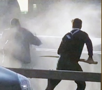 Just a guy attacking a terrorist with a narwhal tusk on London Bridge