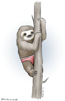 Just because the sloth is slow it doesnt mean he cant wear a Speedo