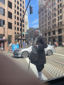 Just Ben Franklin crossing the road Totally normal Boston day