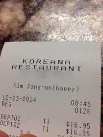Just had Korean for dinner Noticed this on the receipt