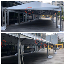 Just in case you forget how to get out from under a canopy tent in the event an emergency though Im not sure how helpful the one against the wall will be
