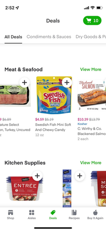Just instacart recommending seafood