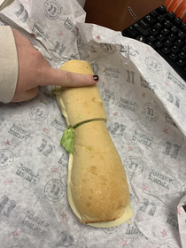 Just thought I would share my weird but tasty sub from jimmy johns  inches long one inch wide 