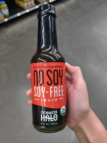 Just went grocery shopping and saw that in Spanish this means I am not soy-free I just thought this was funny 
