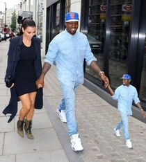Kanye taking a stroll with his favorite person And Kim