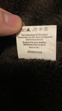 Label on my winter coat