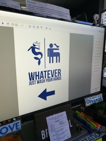 Land owner wanted a bathroom sign for a public event