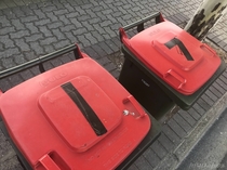 Last week I put a piece of tape on my bin lid to fix a crack My  year old neighbor obviously thought we were labeling our bins with our unit numbers